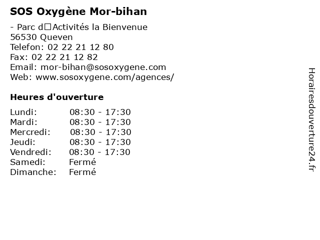 SOS Oxygène Mor-bihan à Queven: adresse et heures d'ouverture