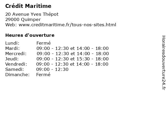 Crédit Maritime à Quimper: adresse et heures d'ouverture