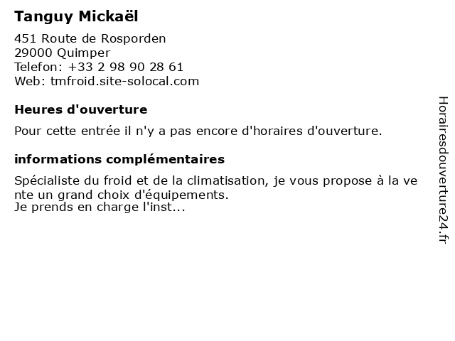 Tanguy Mickaël à Quimper: adresse et heures d'ouverture