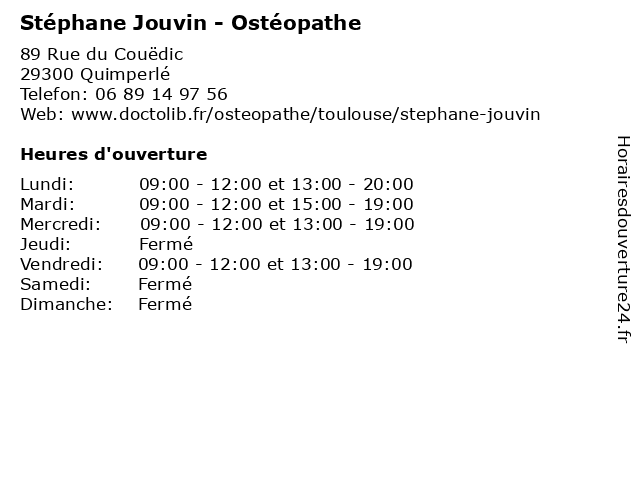 Stéphane Jouvin - Ostéopathe à Quimperlé: adresse et heures d'ouverture