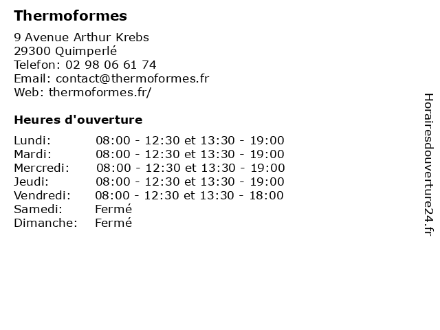 Thermoformes à Quimperlé: adresse et heures d'ouverture
