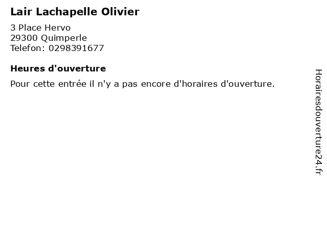 Lair Lachapelle Olivier à Quimperle: adresse et heures d'ouverture