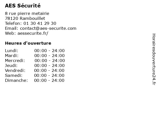 AES Sécurité à Rambouillet: adresse et heures d'ouverture