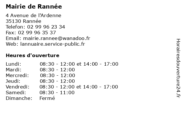 Mairie de Rannée à Rannée: adresse et heures d'ouverture