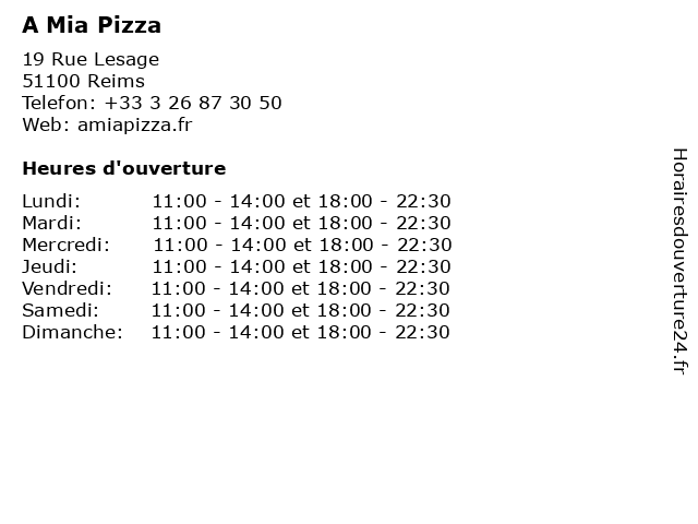 A Mia Pizza à Reims: adresse et heures d'ouverture
