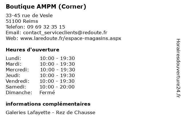 Boutique AMPM (Corner) à Reims: adresse et heures d'ouverture