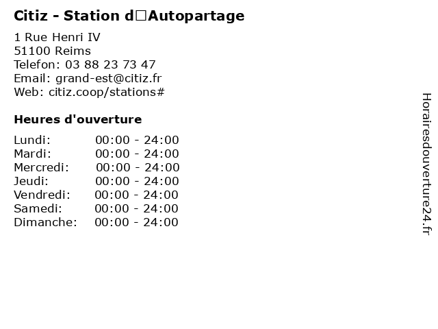 Citiz - Station d’Autopartage à Reims: adresse et heures d'ouverture