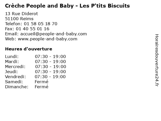 Crèche People and Baby - Les P'tits Biscuits à Reims: adresse et heures d'ouverture