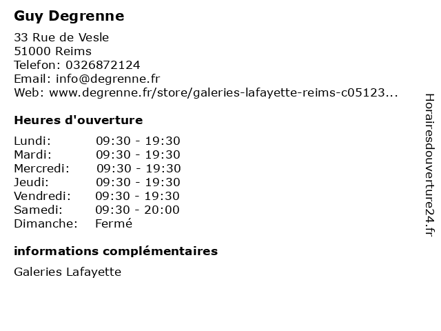 Guy Degrenne à Reims: adresse et heures d'ouverture