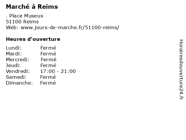 Marché à Reims à Reims: adresse et heures d'ouverture