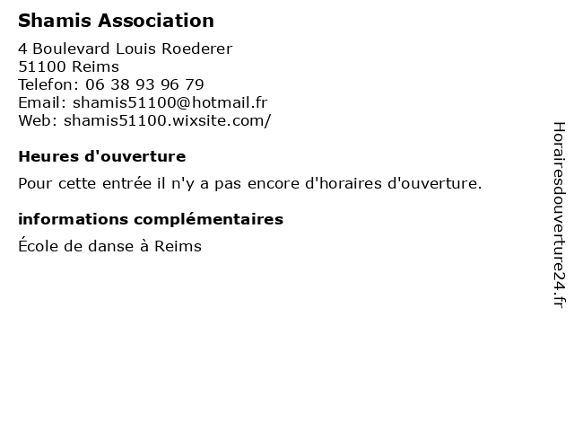Shamis Association à Reims: adresse et heures d'ouverture