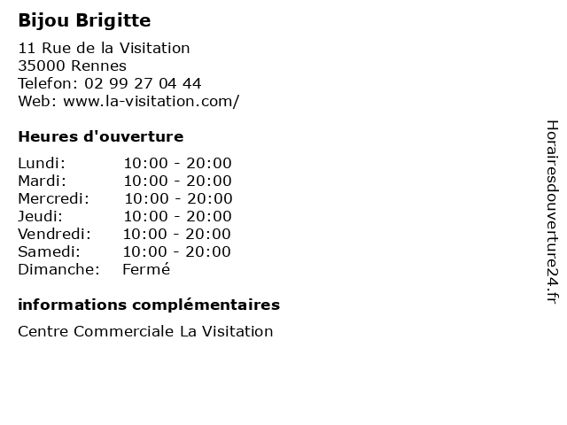 Bijou Brigitte à Rennes: adresse et heures d'ouverture