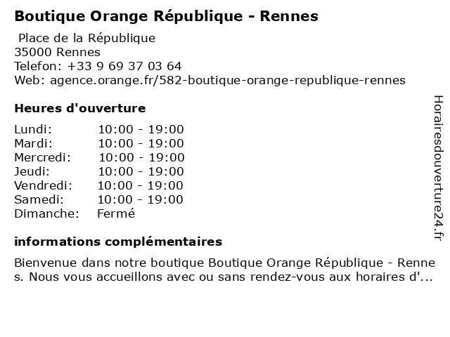 Boutique Orange République - Rennes à Rennes: adresse et heures d'ouverture