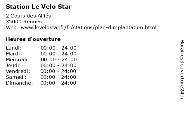 Station Le Velo Star à Rennes: adresse et heures d'ouverture