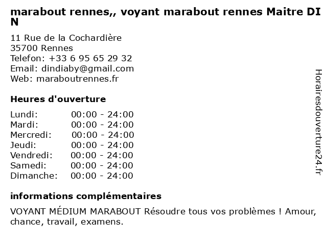marabout rennes,, voyant marabout rennes Maitre DIN à Rennes: adresse et heures d'ouverture