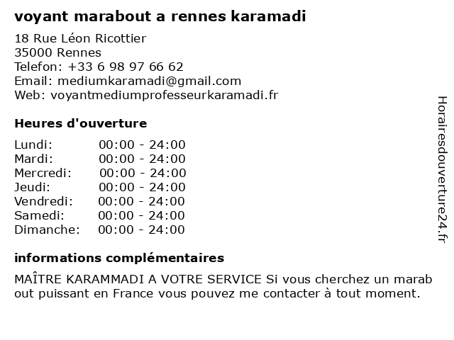 voyant marabout a rennes karamadi à Rennes: adresse et heures d'ouverture