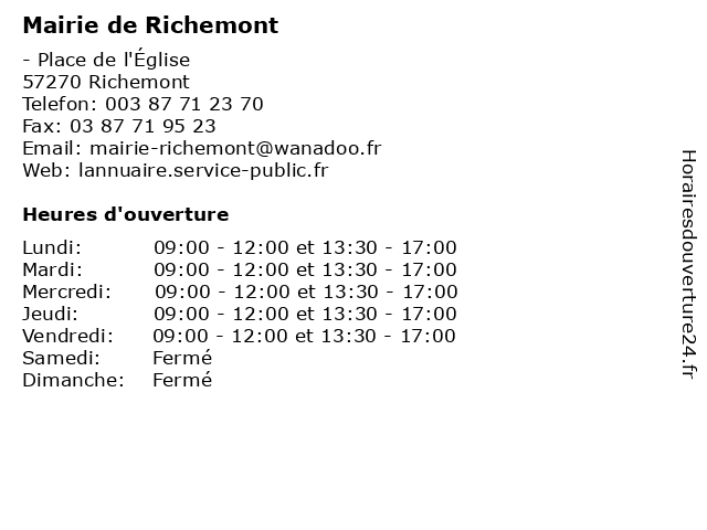 Mairie de Richemont à Richemont: adresse et heures d'ouverture