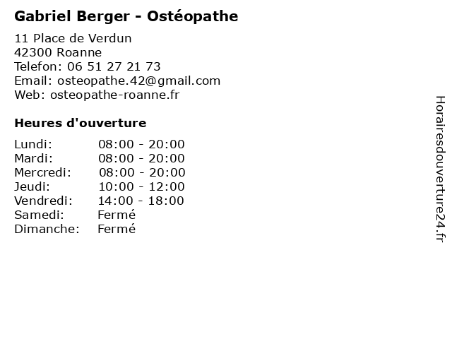 Gabriel Berger - Ostéopathe à Roanne: adresse et heures d'ouverture