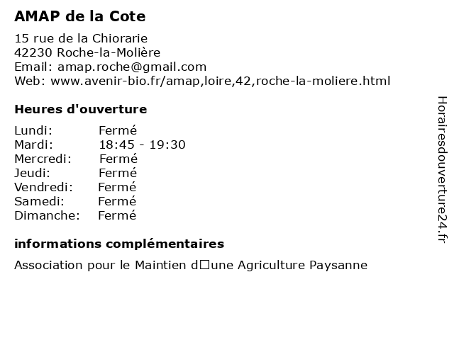 AMAP de la Cote à Roche-la-Molière: adresse et heures d'ouverture