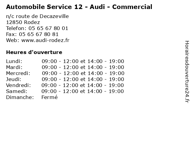 Automobile Service 12 - Audi - Commercial à Rodez: adresse et heures d'ouverture