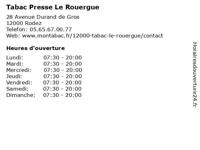 Tabac Presse Le Rouergue à Rodez: adresse et heures d'ouverture