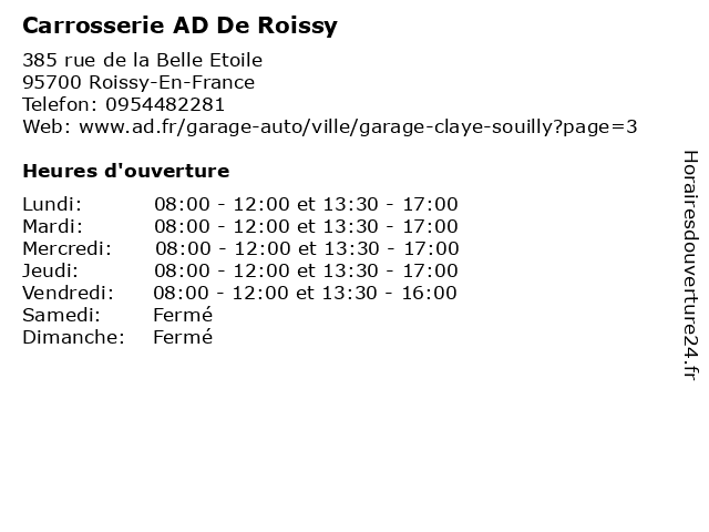 Carrosserie AD De Roissy à Roissy-En-France: adresse et heures d'ouverture