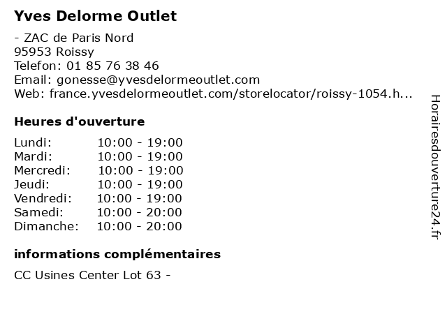 Yves Delorme Outlet à Roissy: adresse et heures d'ouverture