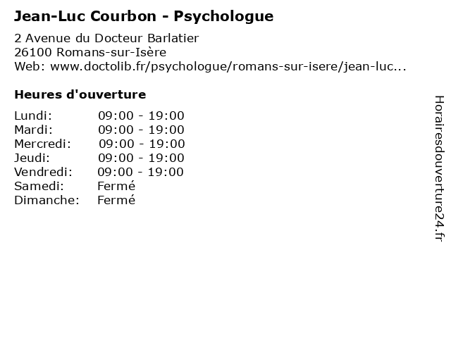 Jean-Luc Courbon - Psychologue à Romans-sur-Isère: adresse et heures d'ouverture