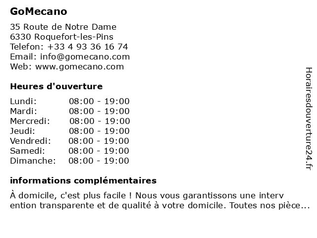 GoMecano à Roquefort-les-Pins: adresse et heures d'ouverture