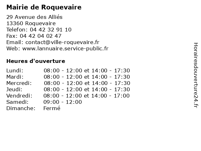 Mairie de Roquevaire à Roquevaire: adresse et heures d'ouverture