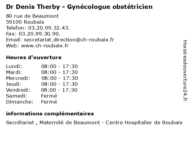 Dr Denis Therby - Gynécologue obstétricien à Roubaix: adresse et heures d'ouverture