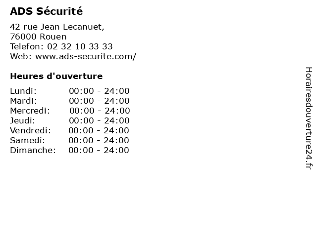 ADS Sécurité à Rouen: adresse et heures d'ouverture