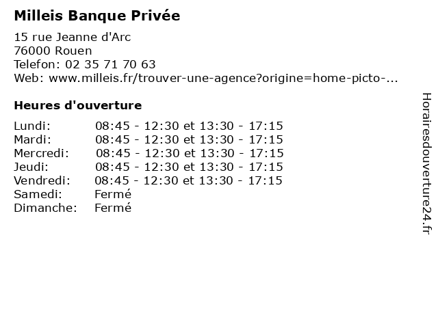 Milleis Banque Privée à Rouen: adresse et heures d'ouverture