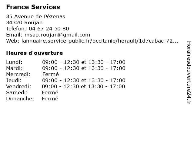 France Services à Roujan: adresse et heures d'ouverture