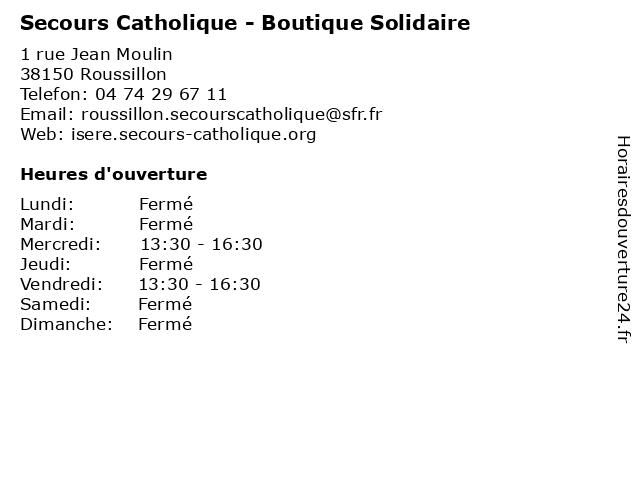 Secours Catholique - Boutique Solidaire à Roussillon: adresse et heures d'ouverture