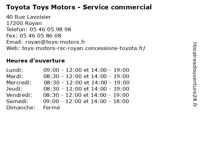Toyota Toys Motors - Service commercial à Royan: adresse et heures d'ouverture