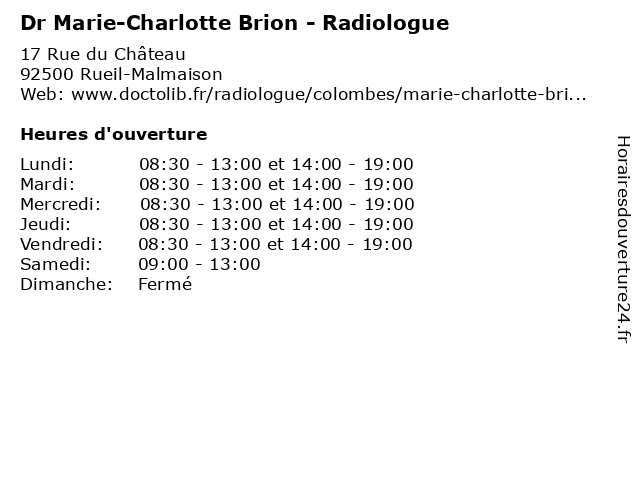 Dr Marie-Charlotte Brion - Radiologue à Rueil-Malmaison: adresse et heures d'ouverture