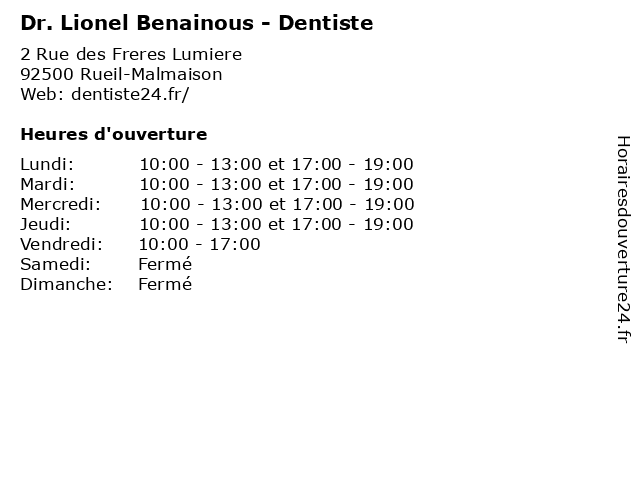 Dr. Lionel Benainous - Dentiste à Rueil-Malmaison: adresse et heures d'ouverture