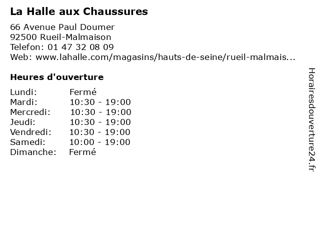 La Halle aux Chaussures à Rueil-Malmaison: adresse et heures d'ouverture