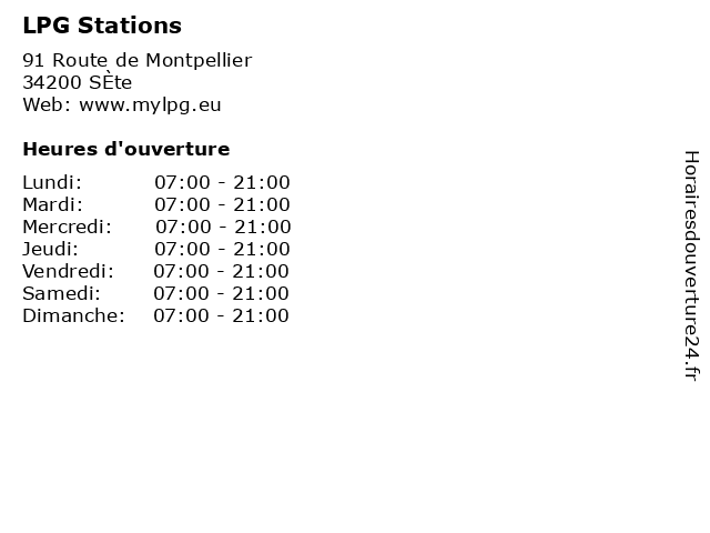 LPG Stations à SÈte: adresse et heures d'ouverture