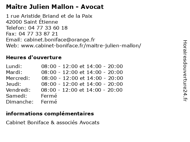Maître Julien Mallon - Avocat à Saint Étienne: adresse et heures d'ouverture