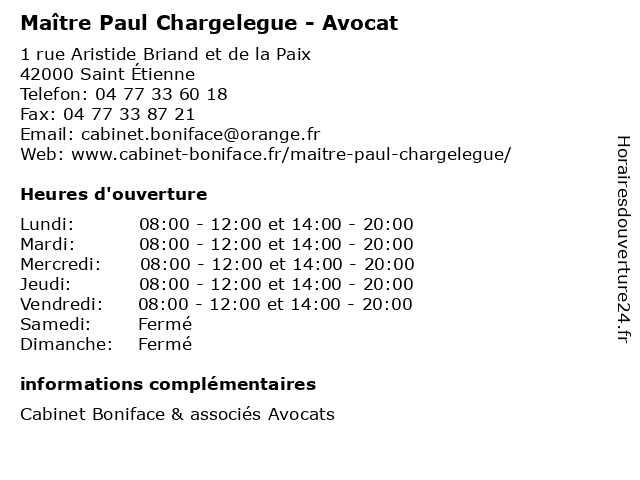 Maître Paul Chargelegue - Avocat à Saint Étienne: adresse et heures d'ouverture