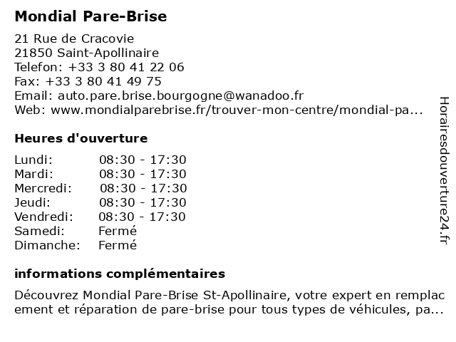 Mondial Pare Brise Saint Andre De Cubzac