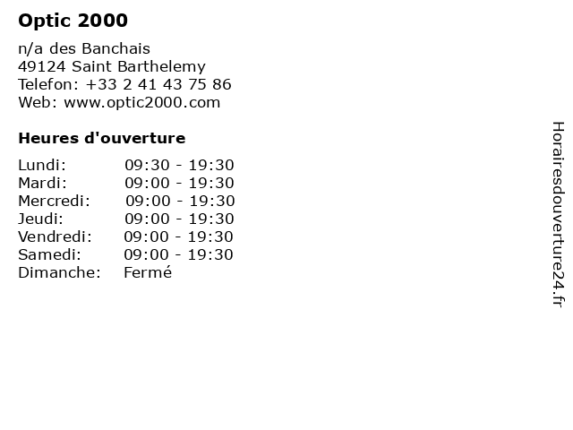 Optic 2000 à Saint Barthelemy: adresse et heures d'ouverture