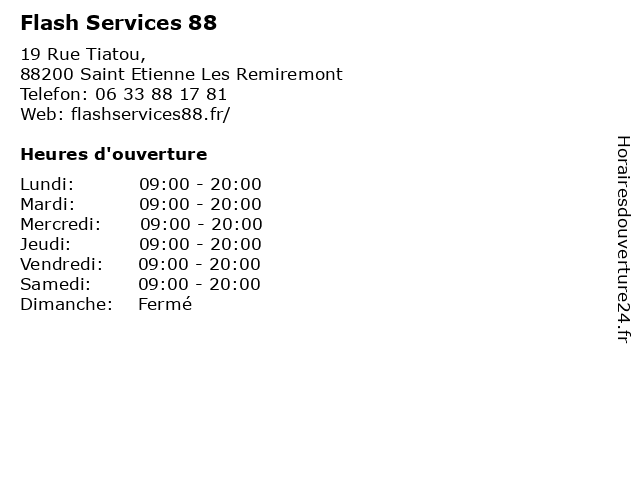 Flash Services 88 à Saint Etienne Les Remiremont: adresse et heures d'ouverture