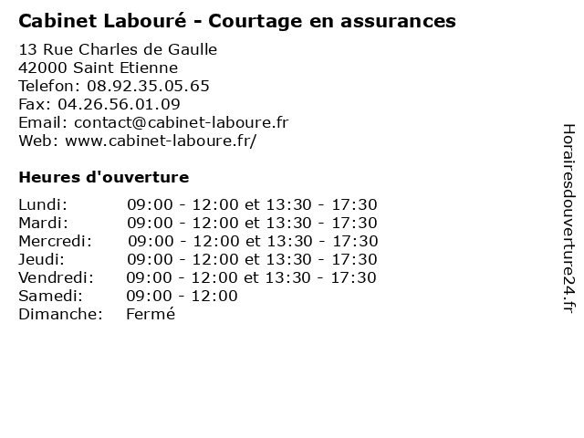 Cabinet Labouré - Courtage en assurances à Saint Etienne: adresse et heures d'ouverture