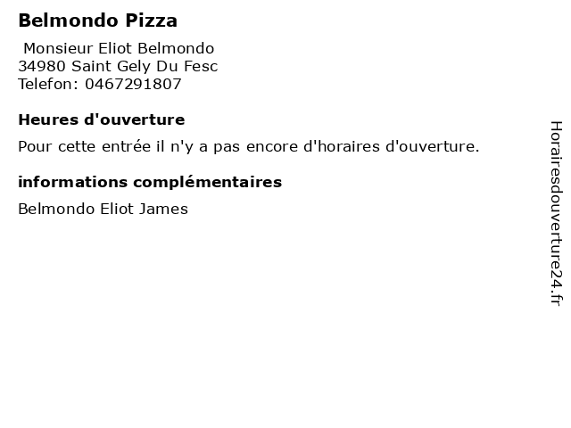 Belmondo Pizza à Saint Gely Du Fesc: adresse et heures d'ouverture