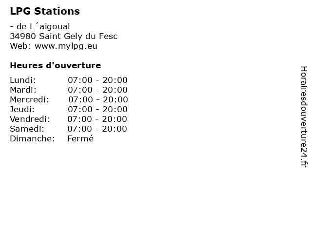 LPG Stations à Saint Gely du Fesc: adresse et heures d'ouverture