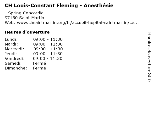 CH Louis-Constant Fleming - Anesthésie à Saint Martin: adresse et heures d'ouverture
