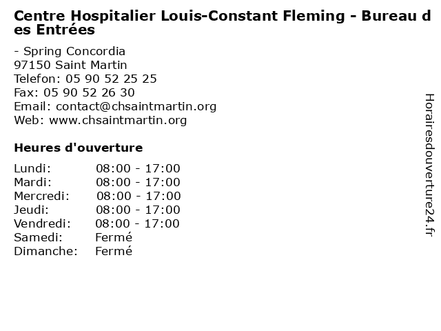 Centre Hospitalier Louis-Constant Fleming - Bureau des Entrées à Saint Martin: adresse et heures d'ouverture